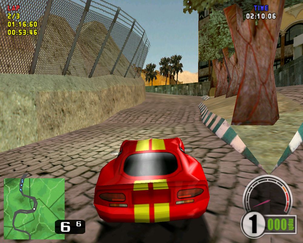 Test Drive 6 (Windows) screenshot: The Egypt track is full of tight streets.