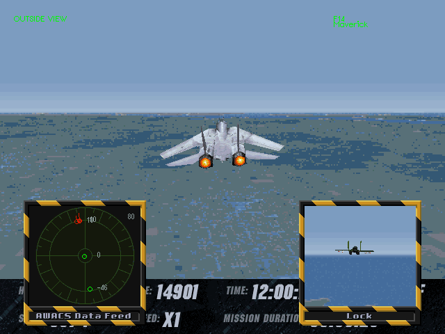 Top Gun: Fire at Will! (DOS) screenshot: Flying above clouds.