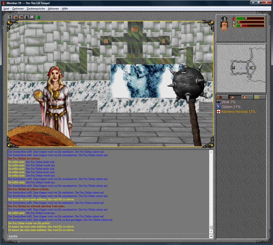 Meridian 59: Evolution (Windows) screenshot: In the temple of the Sha-Lill where I can learn new spells.