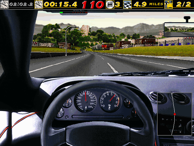The Need for Speed: Special Edition (DOS) screenshot: Inside the Lamborghini Diablo VT