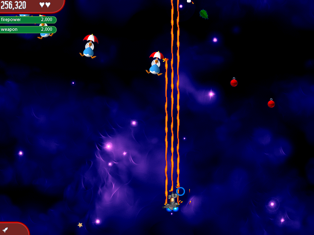 Chicken Invaders: The Next Wave - Christmas Edition (Windows) screenshot: This weapon upgrade is new.
