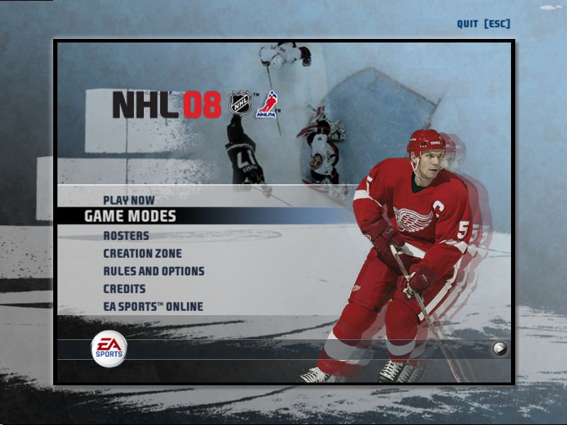 NHL 08 (Windows) screenshot: Main menu