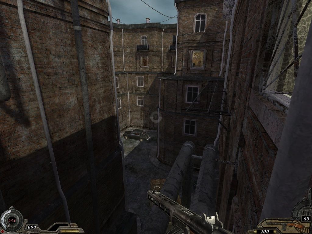 The Stalin Subway: Red Veil (Windows) screenshot: Your apartment building is swarming with trained killers, so the window looks like the best option.