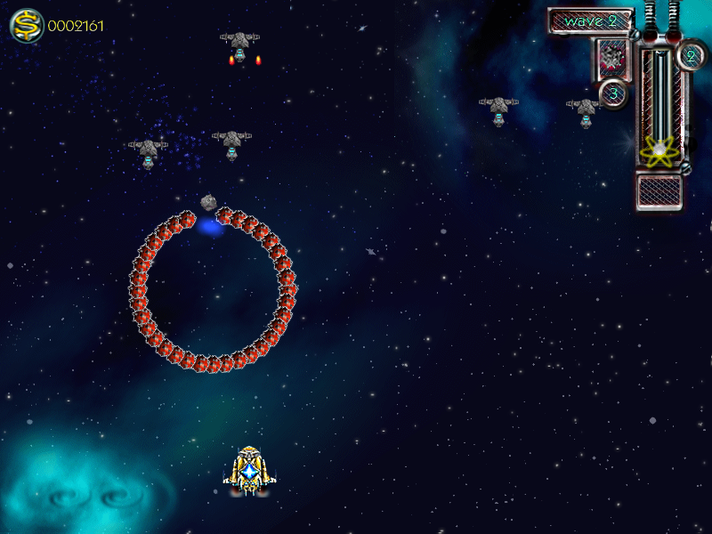 Alien Outbreak 2: Invasion (Windows) screenshot: This secondary weapon explodes in a circular wave.