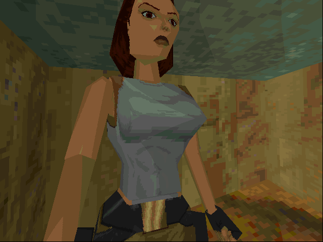 Tomb Raider: Gold (DOS) screenshot: A close up of Lara.