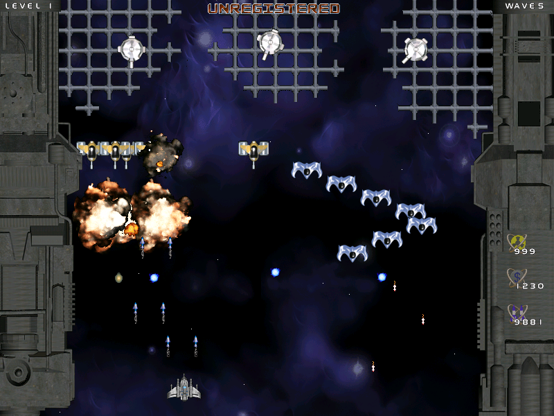 Star Defender (Windows) screenshot: A fierce battle.