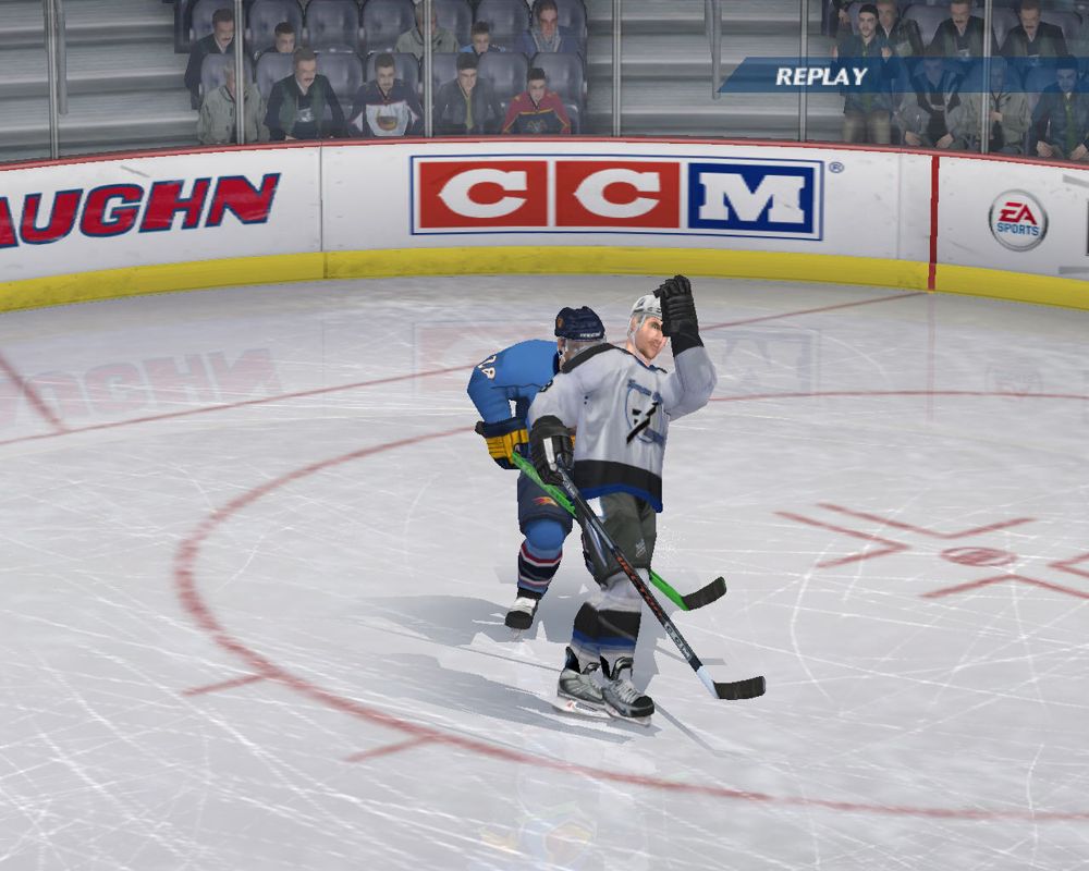 NHL 07 (Windows) screenshot: Player got hit by high stick.