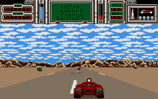 Fire & Forget II (DOS) screenshot: Firing at some mechs (VGA).