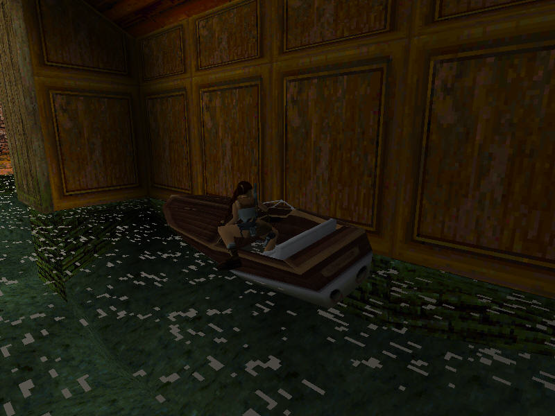 Tomb Raider II (Windows) screenshot: Getting into the boat