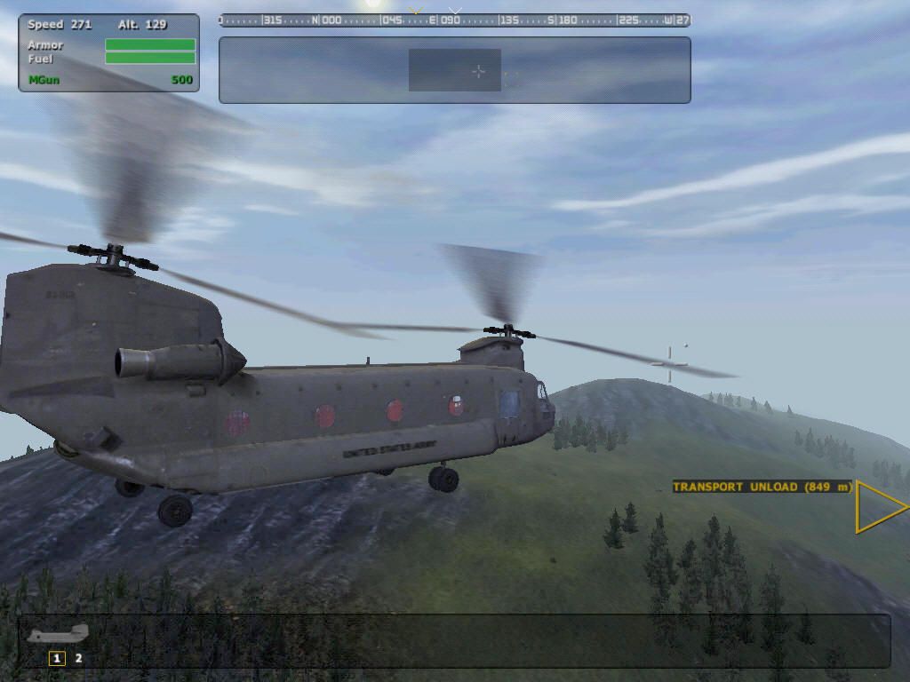 Operation Flashpoint: Gold Upgrade (Windows) screenshot: Flying the CH-47 (mission)