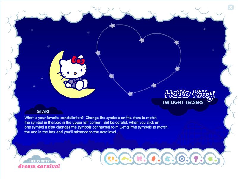 Hello Kitty: Dream Carnival (Windows) screenshot: Twilight Teasers instructions