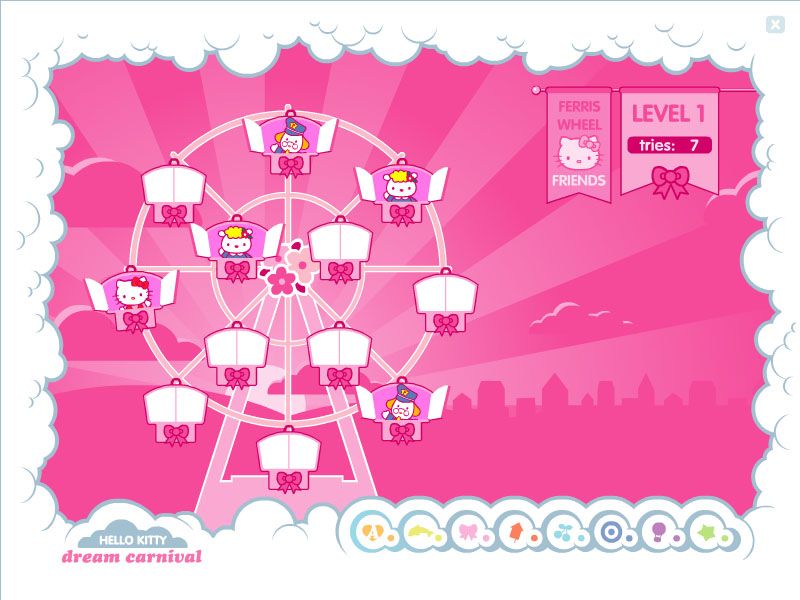 Hello Kitty: Dream Carnival (Windows) screenshot: Match pairs of friends on the ferris wheel