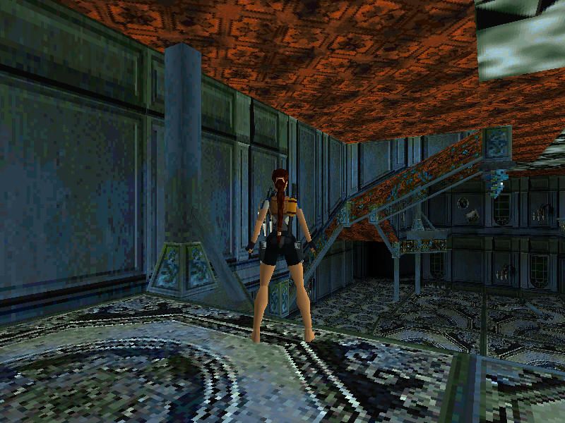 Tomb Raider II (Windows) screenshot: Ah! And there are the stairs... upside down