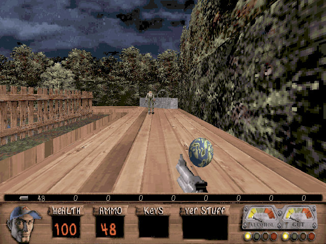 So You Wanna Be A Redneck (Windows) screenshot: Starting the bowling alley (ALLY.MAP)