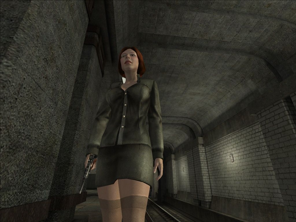 The Stalin Subway (Windows) screenshot: The mysterious Natalia Mihaleva, who you'll be playing for a couple of missions late in the game. Are those stockings standard issue?