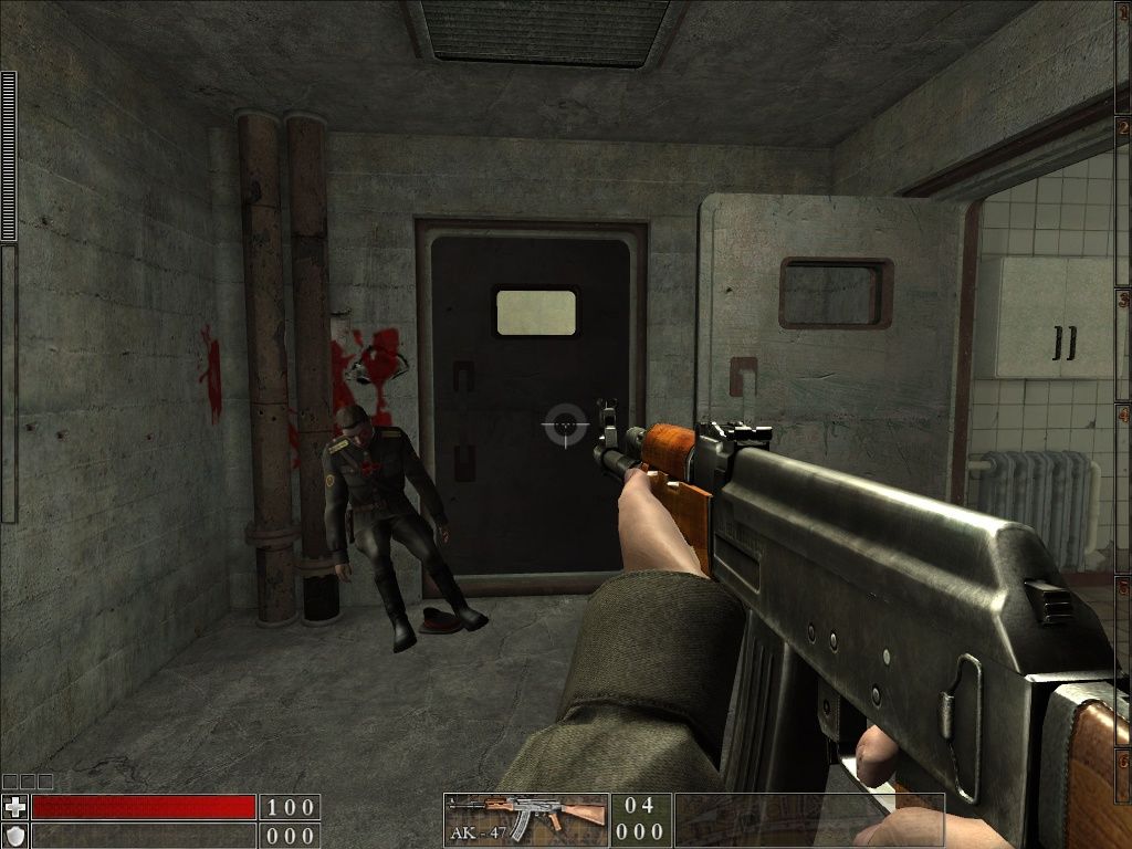 The Stalin Subway (Windows) screenshot: There's a lot of blood and some good ragdoll effects in this game.