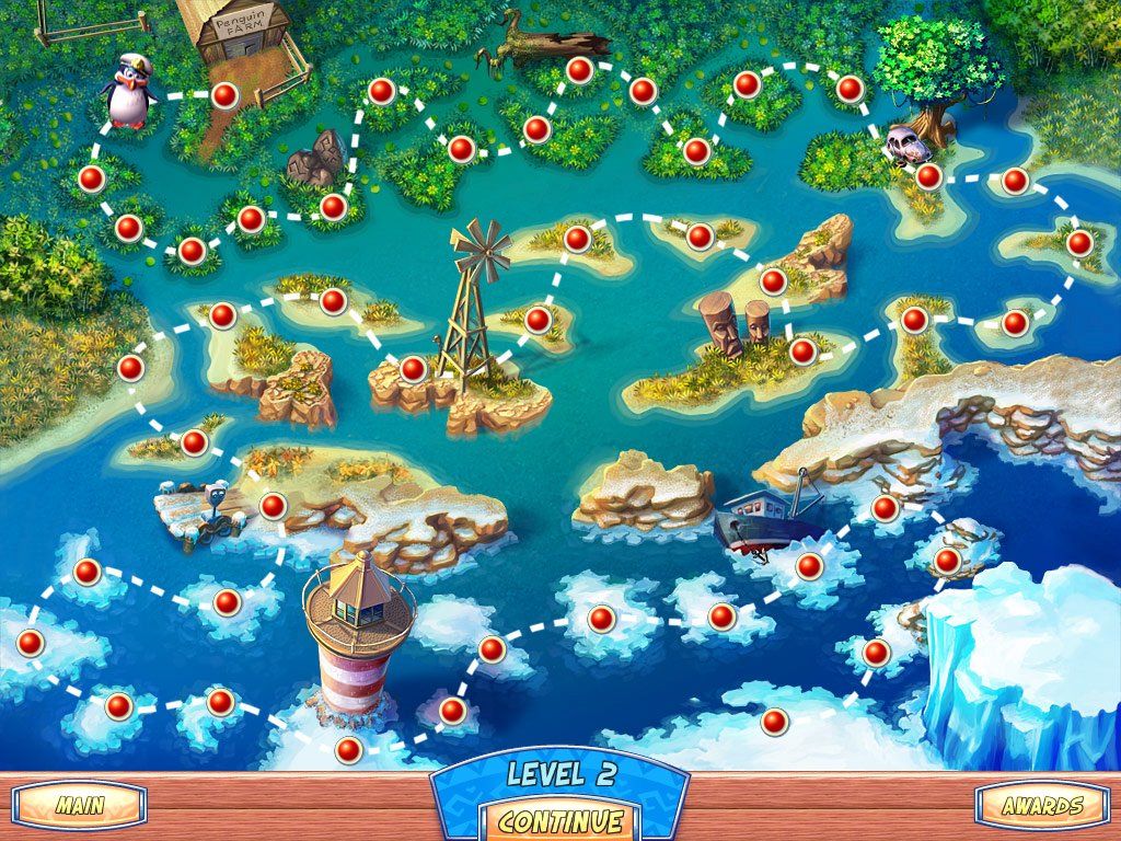Penguins' Journey (Windows) screenshot: Level map