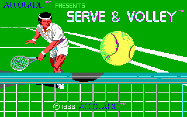 Serve & Volley (DOS) screenshot: Title screen (EGA)