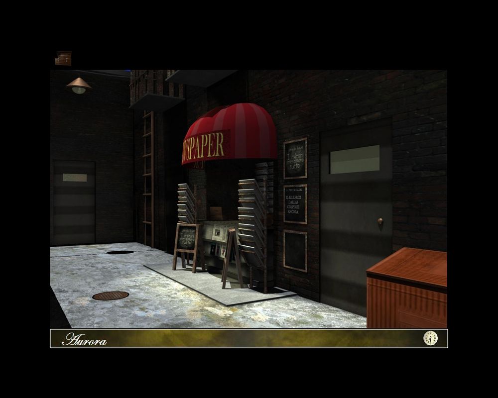 Aurora: The Secret Within (Windows) screenshot: The newspaper stand, an important place for information