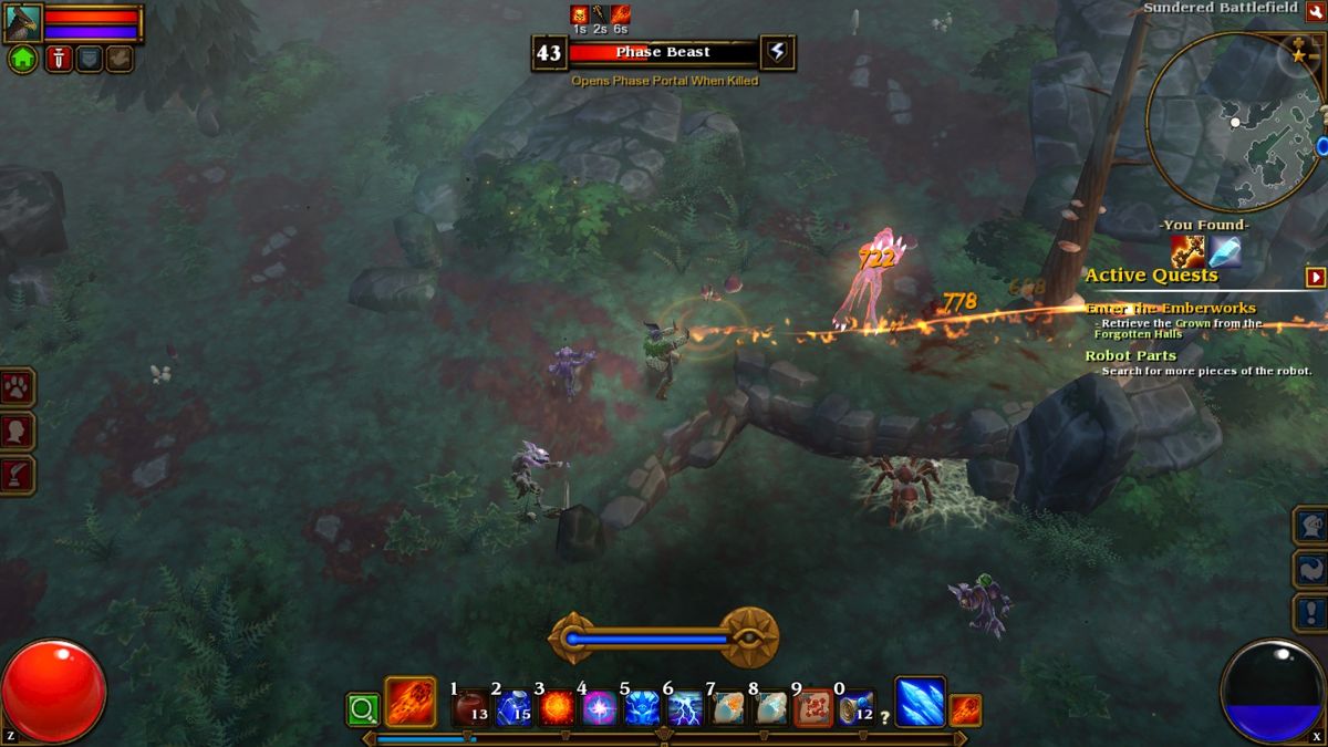 Torchlight II (Windows) screenshot: Each Phase Beast opens a portal to a small area where you can overcome a certain challenge ( like surviving an attack ) and get fat rewards for it.