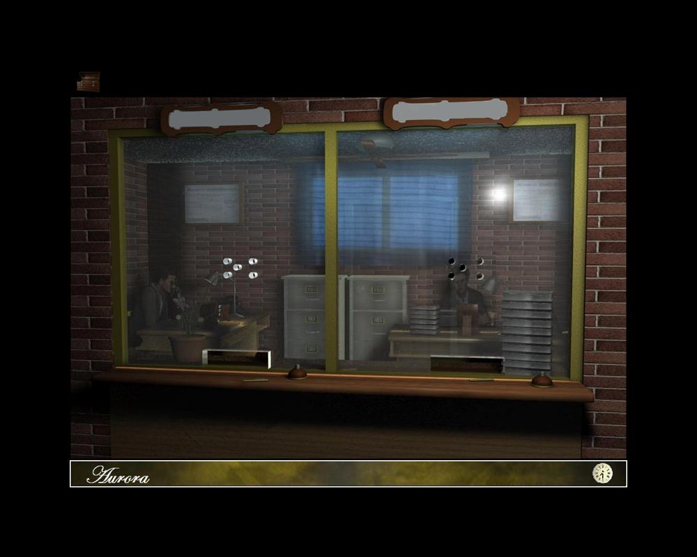 Aurora: The Secret Within (Windows) screenshot: The office of the local newspaper. They must know something.