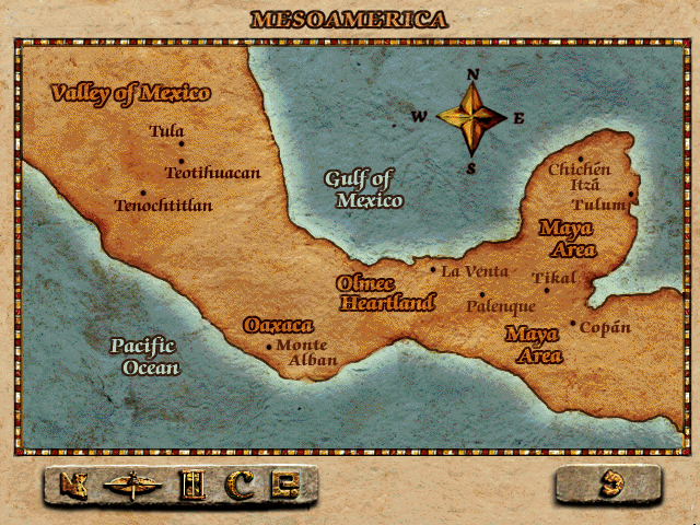 The Crystal Skull (Windows 3.x) screenshot: Mesoamerican map