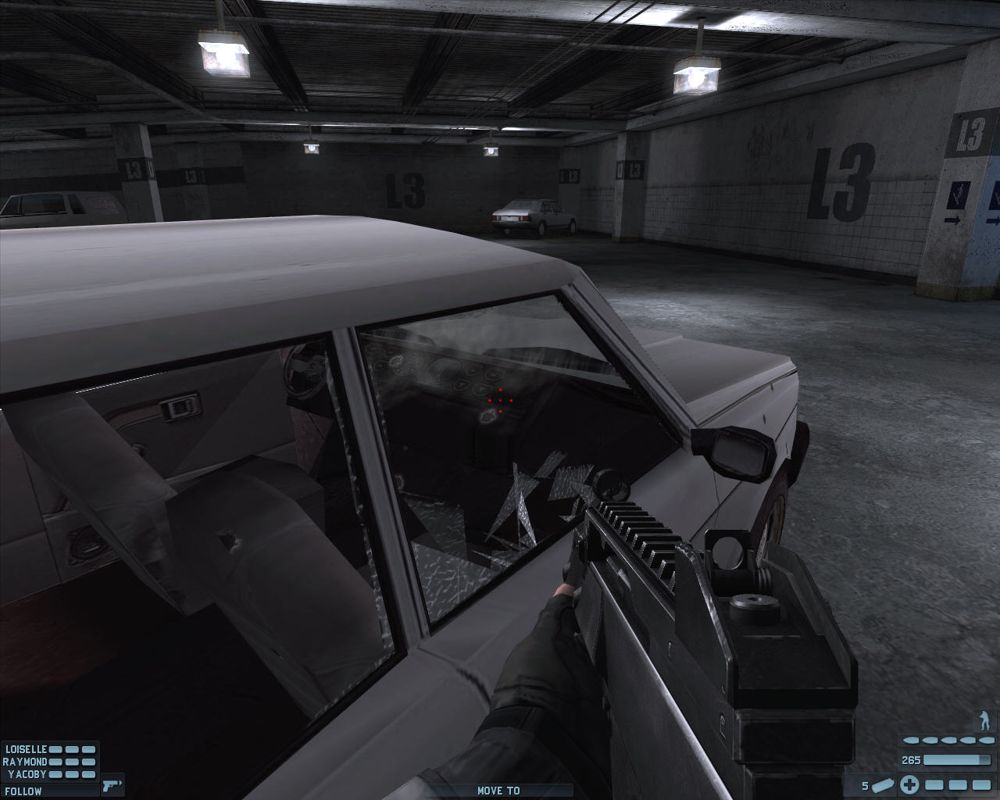 Tom Clancy's Rainbow Six: Lockdown (Windows) screenshot: You can even shoot car windows.