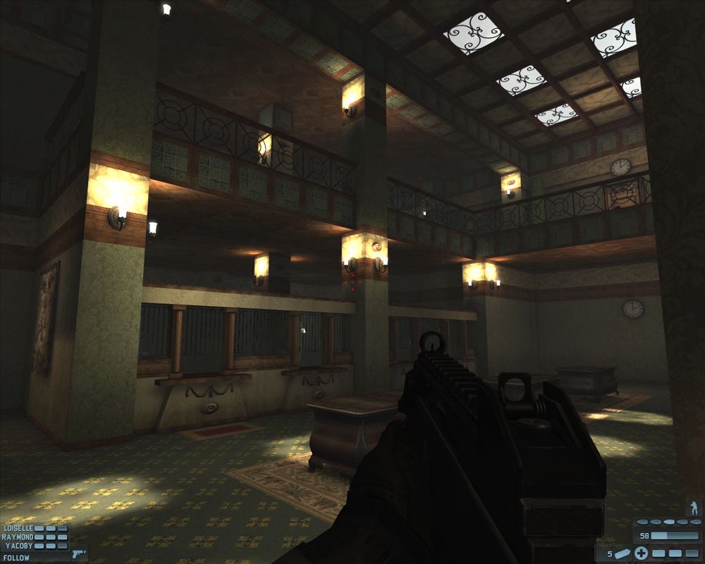 Tom Clancy's Rainbow Six: Lockdown (Windows) screenshot: Abandoned bank lobby.