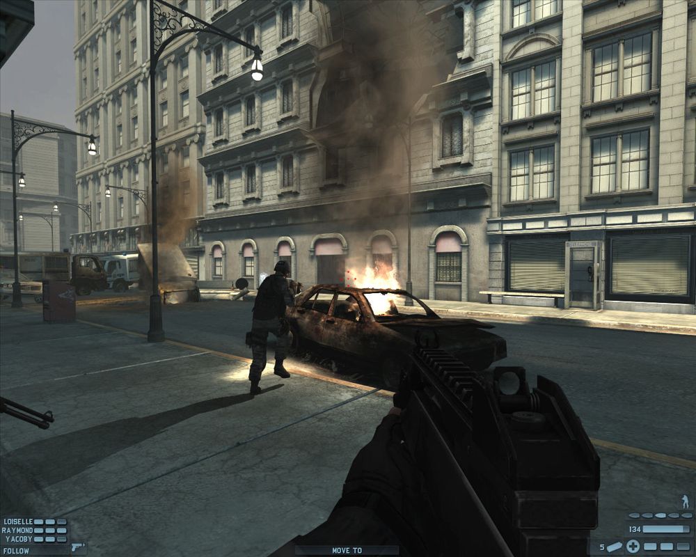 Tom Clancy's Rainbow Six: Lockdown (Windows) screenshot: Burning car