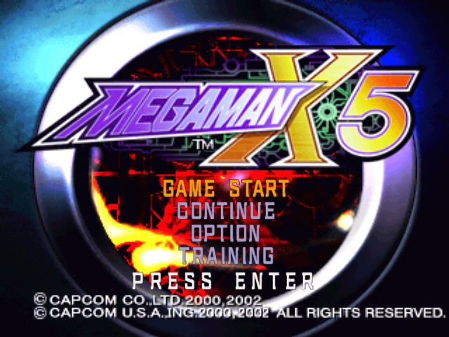 Mega Man X5 (Windows) screenshot: Main menu