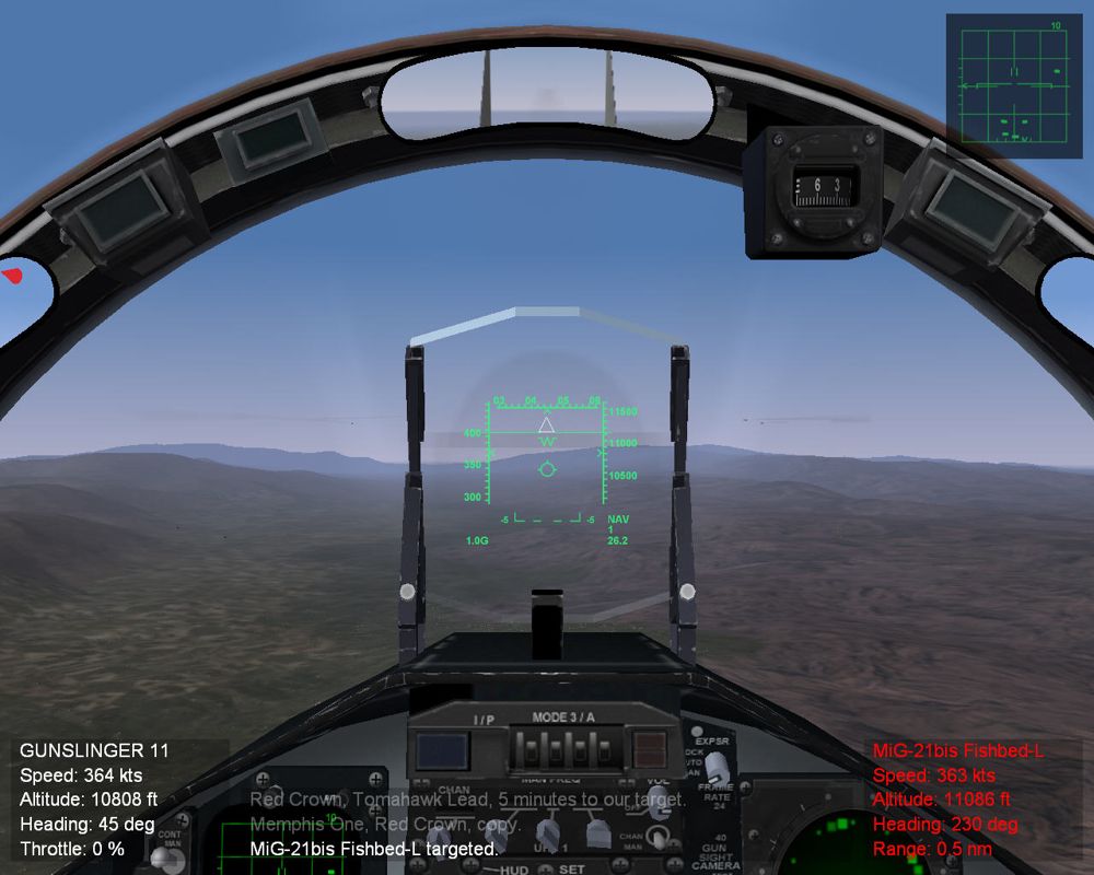 Wings over Israel (Windows) screenshot: Cockpit view