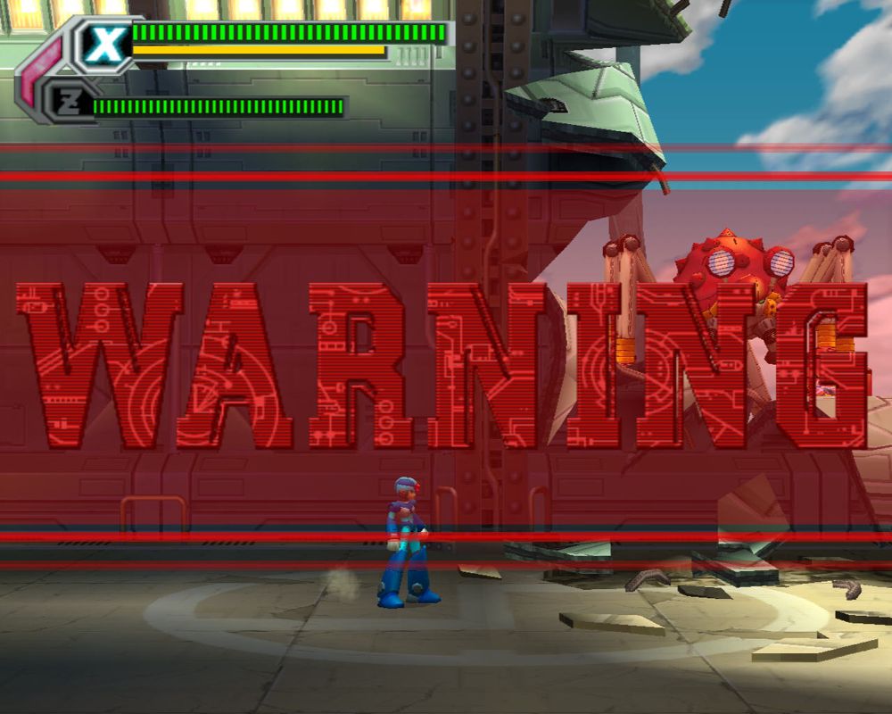 Mega Man X8 (Windows) screenshot: Warning, main level boss coming.