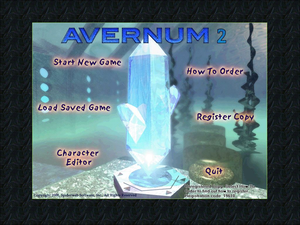 Avernum 2 (Windows) screenshot: Main menu