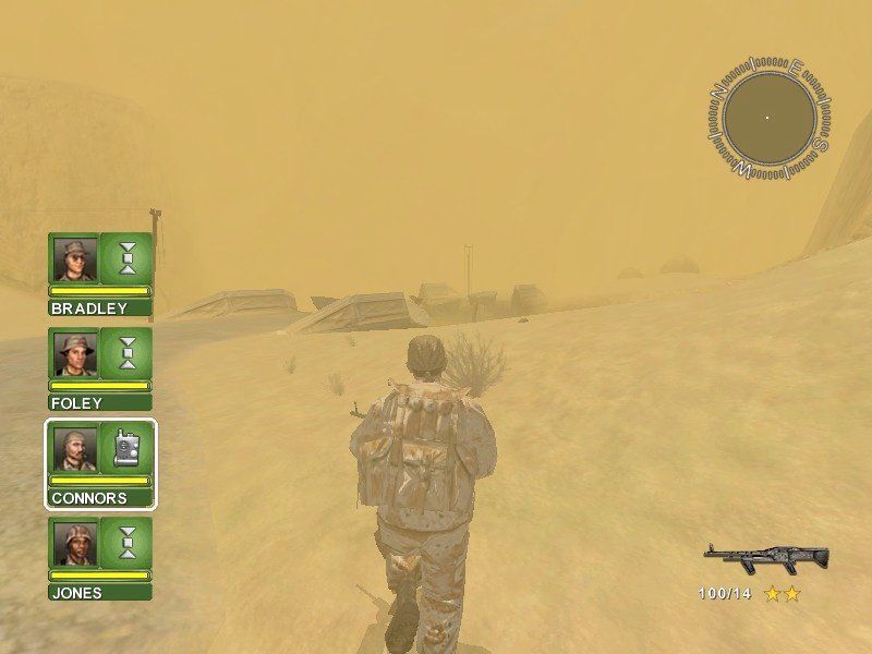 Conflict: Desert Storm (Windows) screenshot: Sandstorms severely limit visibility.