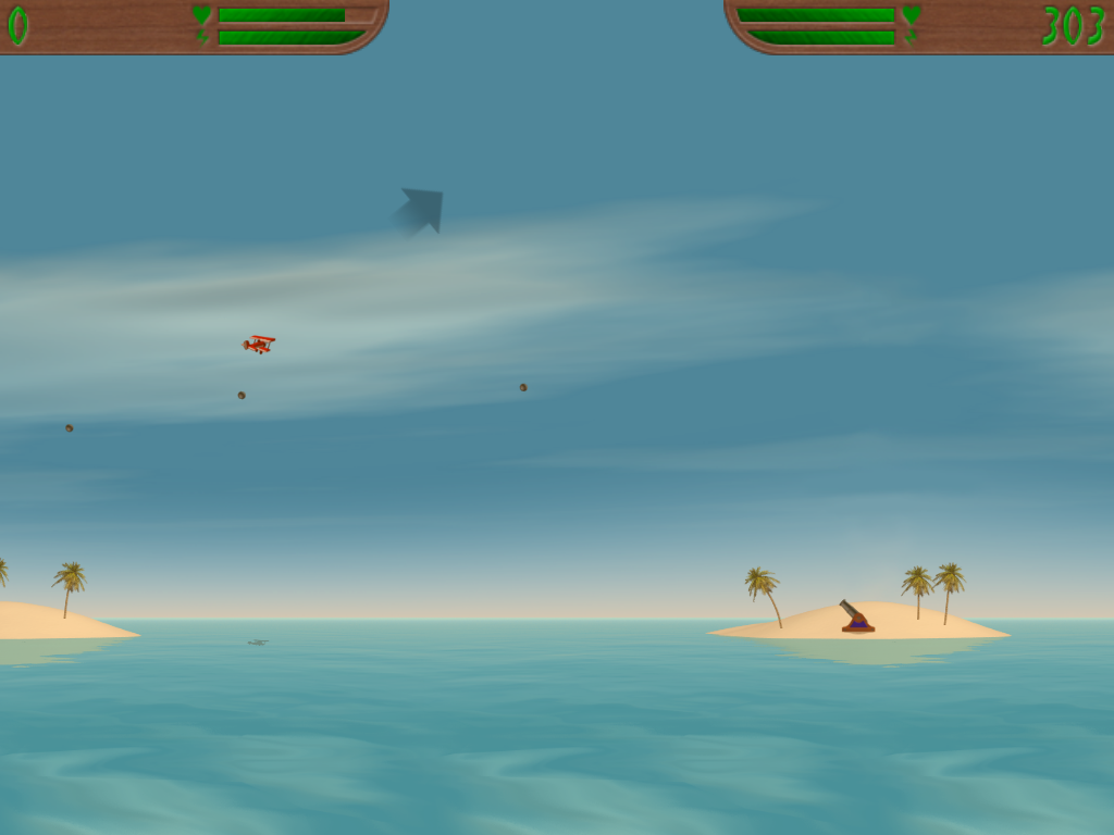 Island Wars 2 (Windows) screenshot: In the multiplayer game you first take a run at a bombing run against the computer controlled island.