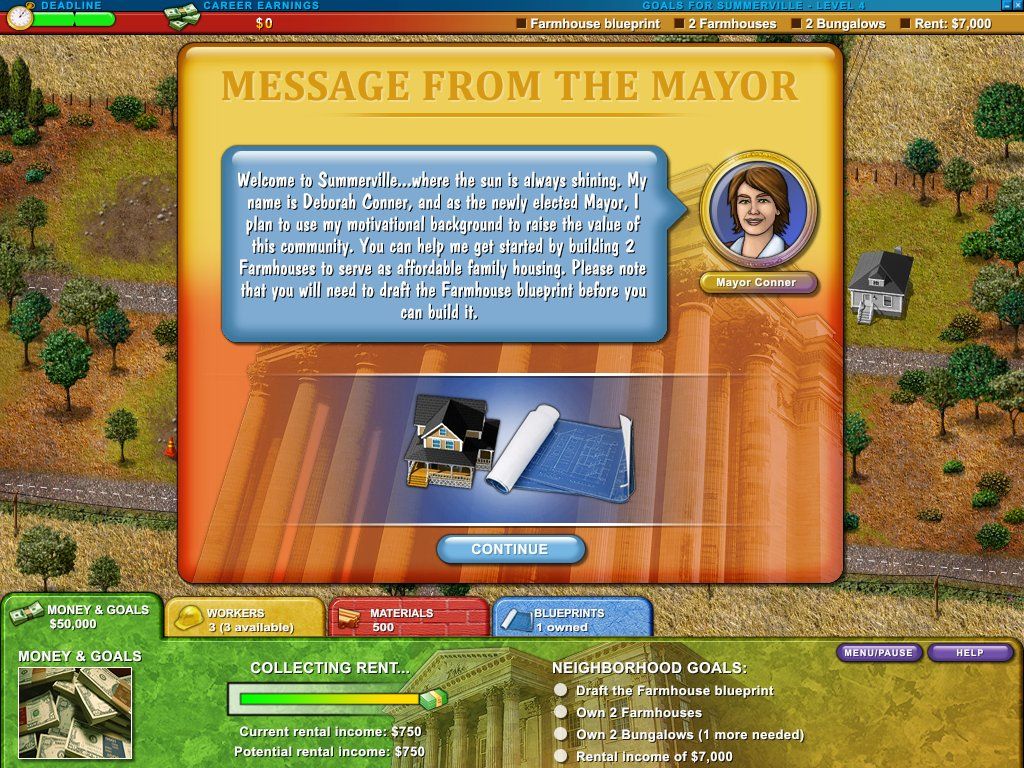 Build-a-lot 2: Town of the Year (Windows) screenshot: Blueprints