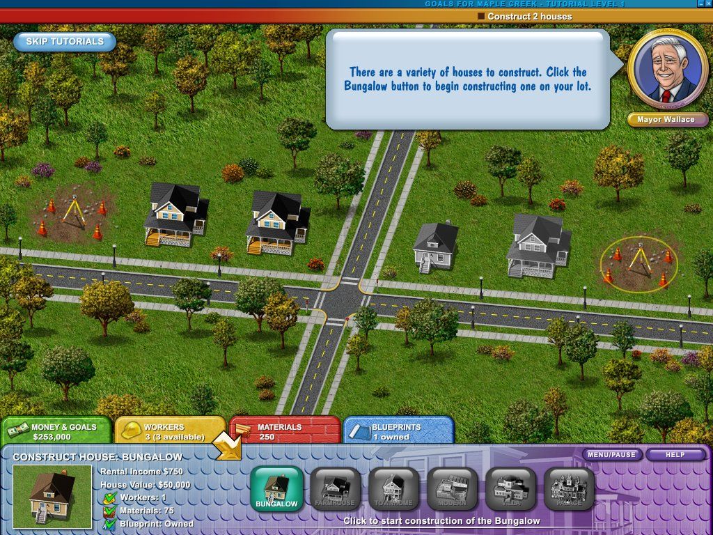 Build-a-lot 2: Town of the Year (Windows) screenshot: Tutorial