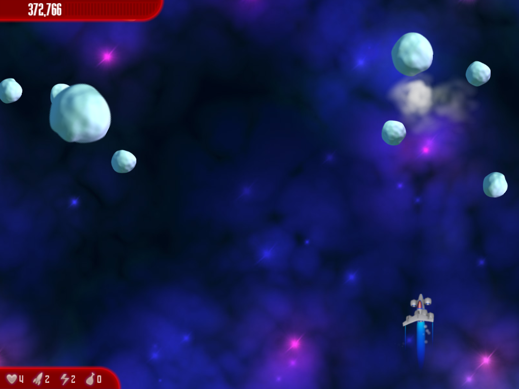 Chicken Invaders: Revenge of the Yolk - Christmas Edition (Windows) screenshot: Meteor showers are now snow ball showers.