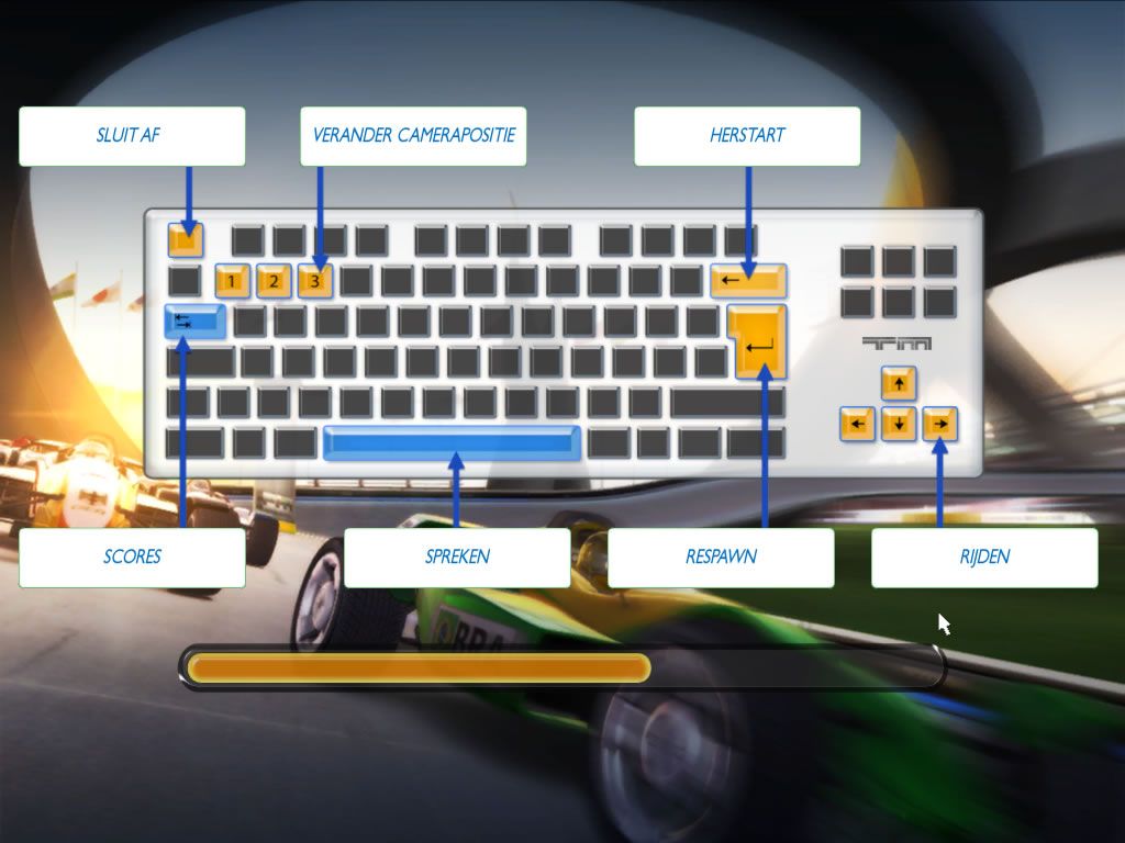 TrackMania Nations Forever (Windows) screenshot: Loading screen explaining the controls.