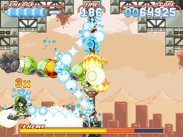Noitu Love 2: Devolution (Windows) screenshot: Link the different targets to damage this character.