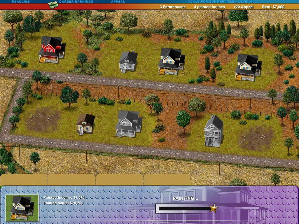 Build-a-lot 2: Town of the Year (Windows) screenshot: Painting a house.