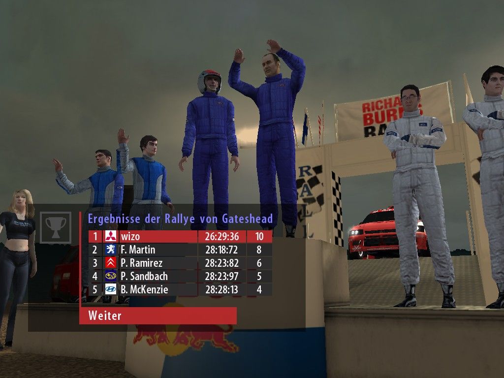 Richard Burns Rally (Windows) screenshot: Yeah, I've won!