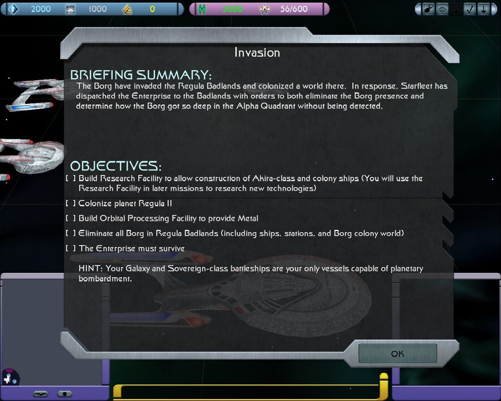 Star Trek: Armada II (Windows) screenshot: Mission briefing