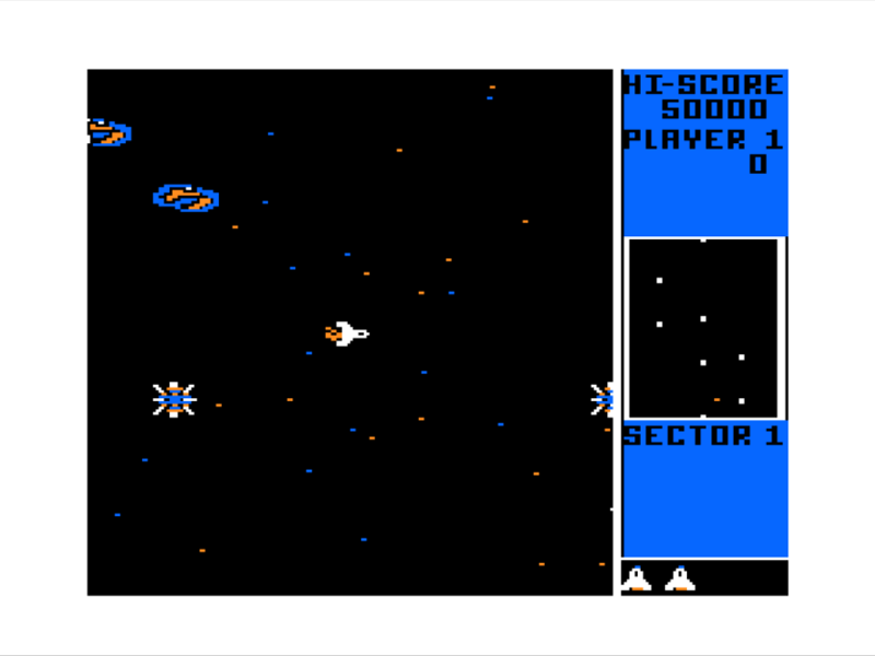 Draconian (TRS-80 CoCo) screenshot: Flying in Space