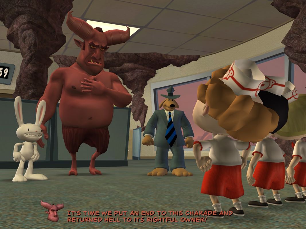 Sam & Max: Season Two - What's New Beelzebub? (Windows) screenshot: Sam, Max and the devil against the Soda Poppers. An epic fight!