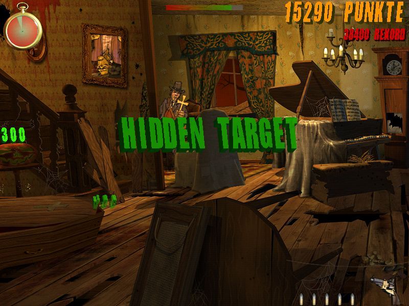 Smoking Guns: Shooting Gallery! (Windows) screenshot: it is an (oblivious) hidden target.