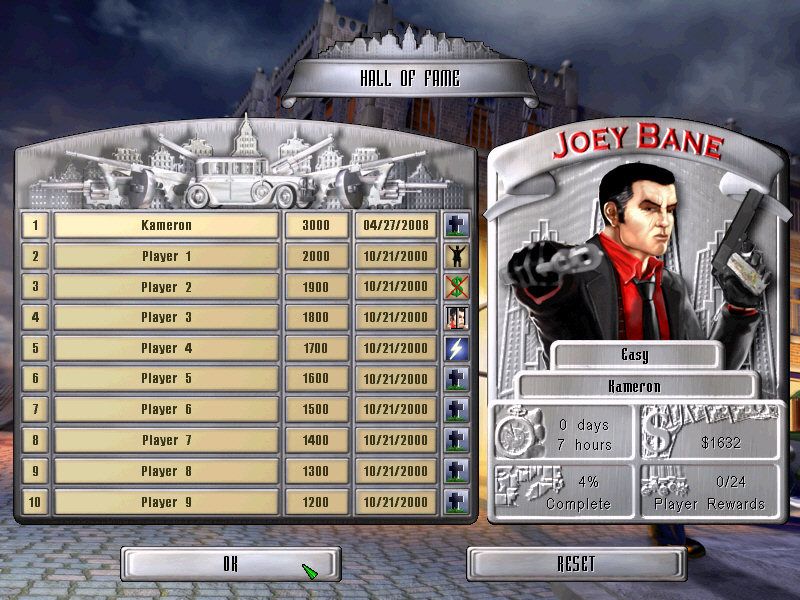Gangsters 2 (Windows) screenshot: High scores screen