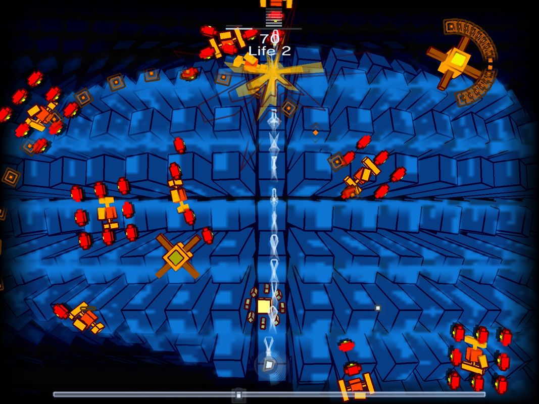 Everyday Shooter (Windows) screenshot: The background constantly changes in this level.