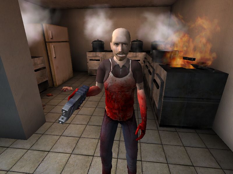 Postal²: Share the Pain (Windows) screenshot: Butcher in attack action