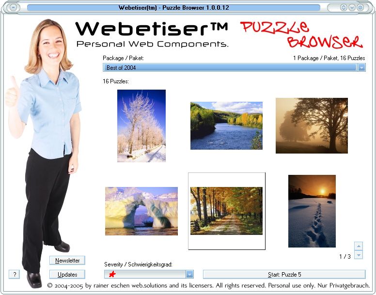 Webetiser Puzzle - Best of 2004 (Windows) screenshot: Puzzle Browser - choose the puzzle you want to play